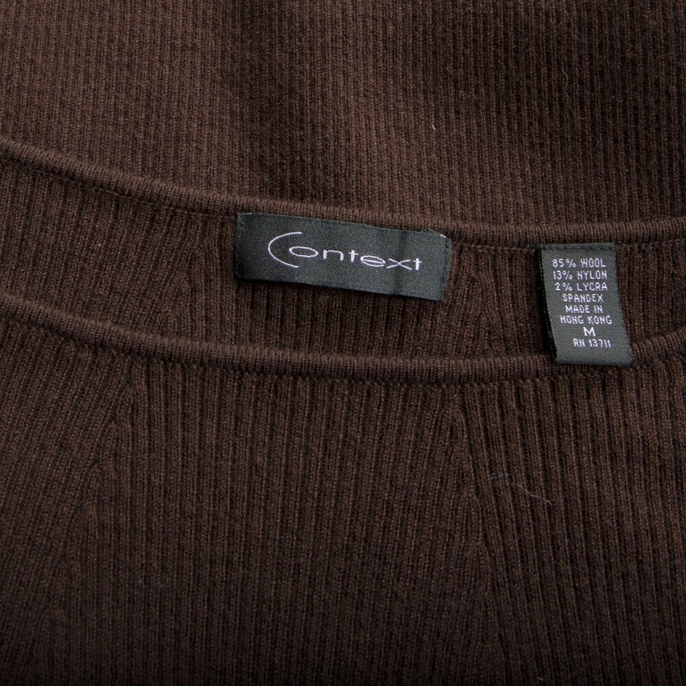 Context Wool Blend Sweater Ribbed Rounded Necklin… - image 6